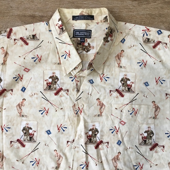 Vintage Other - Golf Print Mens Shirt 2X